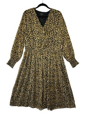 Who What Wear Cheetah Leopard-Print V-Neck Midi Dress Size XXL
